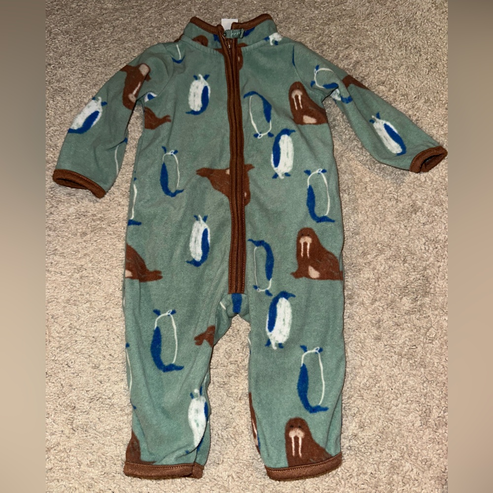 Carter's Green and Brown Animal Print Footless Pajamas